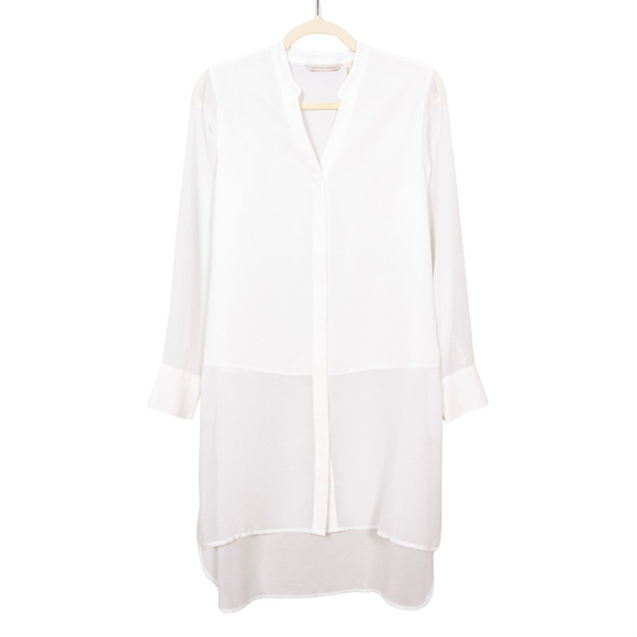 SOFT SURROUNDINGS White Sheer Tunic Long Sleeve Button Up V-Neck Women's XS - Picture 1 of 3